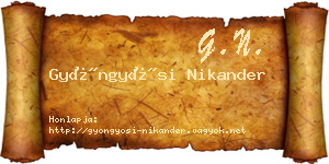 Gyöngyösi Nikander névjegykártya
